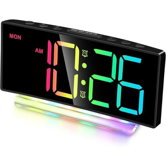 Extra Loud Alarm Clock for Heavy Sleepers LED Display Color Night Light - Picture 7 of 7